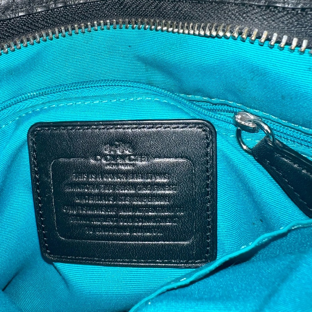 Coach Signature Varsity Stripe Blue/Teal Leather Crossboy Bag Chic Minimalist - Picture 6 of 8
